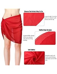 3 piezas para dama de gasa con faldas de bikini de color sólido para la playa.