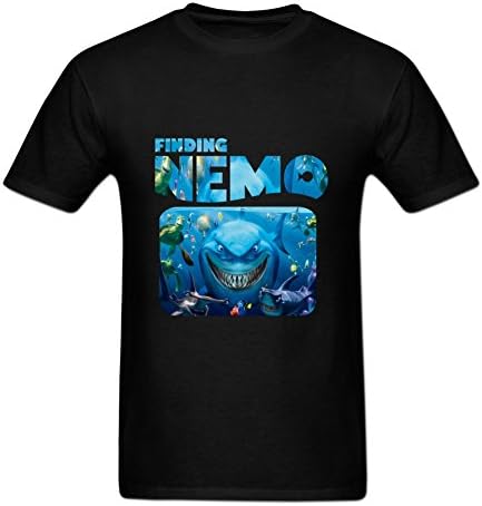 Anydover Mens Hip-Hop Front Printed Finding Nemo Cartoon Graphic Crewneck T-Shirt XXXL Black