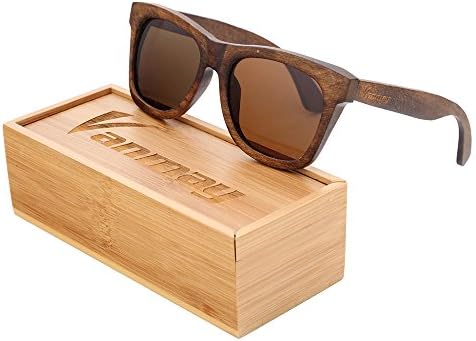 Vanmay Handcrafted Polarized Pyrus-wood Sunglasses Wayfarer Style Brown Frame … (Brown, 53)