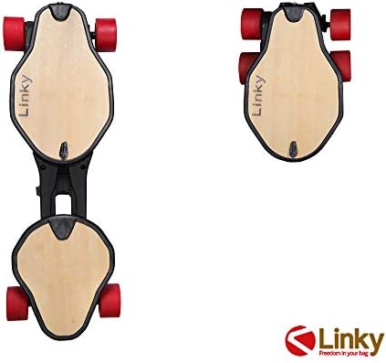 Linky Foldable Electric Longboard, 32" Electric Skateboard with Remote Controller and Backpack - Light (12lbs) and Air-Travel Safe | 12 Mile Range | 19 MPH Speed | 12% Grade Hill Climbing