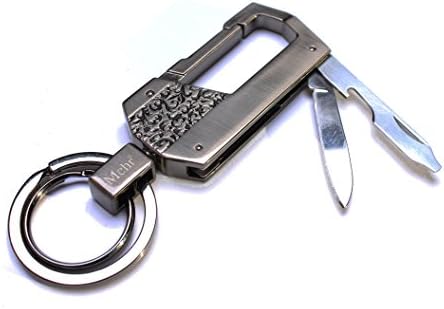 Mehr Classic Attachable Key Chain - Simple, Elegant, Durable Multi-ring Key Holder - Smart Keychain (Gunmetal - with Knife)