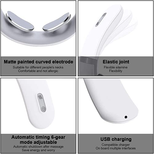 Neck Massager with Heat, Pain Relief, Cordless Intelligent Neck Massager, Portable Deep Tissue Trigger Point Massager, Gifts for Women Men, Home, Outdoor, Office use - White