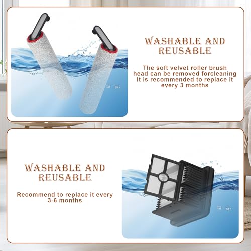 Vacuum Cleaner Filter for Dreame H12 Pro, 2 HEPA Filters + 2 Roller Nrosses + 1 Cleaning Brush, for Dreame H12 Pro Vacuum Cleaners