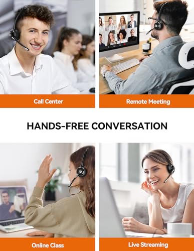 TECKNET Bluetooth Headphones, Wireless Headphones with Noise Cancelling Mic, Mute for Trucker/Mobile Phone/PC/Call Center/Skype