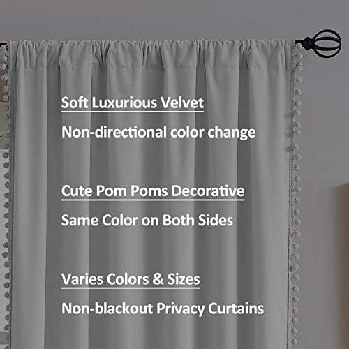 Treatmentex Pompom Grey Velvet Curtains For Bedroom Windows 84 Long Decorative Room Darkening Curtains For Living Room Light Grey 42 W X 2panels Buy Online At Best Price In Uae Amazon Ae