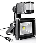 Warmoon FL-GY01 Motion Sensor Flood Light Waterproof Outdoor Security LED 10W 900LM Daylight White with PIR for Home Garden Garage etc