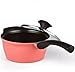 Cook N Home 1.7 Quart Nonstick Ceramic Coating Die Cast Saucepan with Lid, Pink