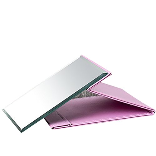 JOLY Protable PU Leather Mirror Folding Desktop Makeup Mirror with Adjustable Stand for Personal Use,Travelling (M, Pink)