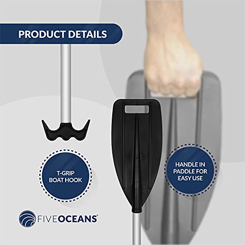 Five Oceans Canoe Paddle and Boat Hook, Anodized Aluminum Shaft