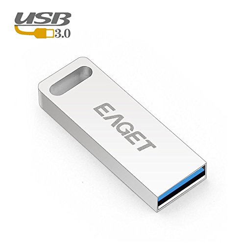 EagetÂ® U60 USB 3.0 High Speed Capless Encrypted Flash Drive,Water Resistant,Shock Resistant,Integrated All-Metal Sealed Design,Compact Size,Key Ring Included,16GB