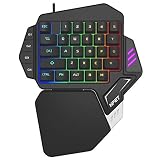 NPET T10 One-Handed Gaming Keyboard, Mechanical Feeling Mini Gaming Keypad with Palm-Rest, 33 Programmable Keys RGB Backlit USB Wired Keyboard for LOL/PUBG/MOBA/MMO/FPS