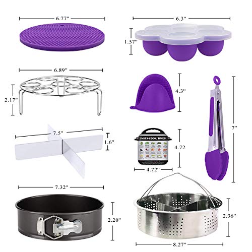 Instant Pot Accessories, Pressure Cooker Accessories Set for Instant Pot 5,6,8 Qt with Steamer Basket/Springform Pan/Egg Bites Mold/3 Magnetic Cheat Sheets/Egg Rack/Kitchen Tongs/Oven Mitts, 12pcs