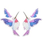 Botrong 1 Pair Bird Embroidered Sew Iron on Patches Badge Transfer Fabric Bag Clothes Applique Trim (Pink)
