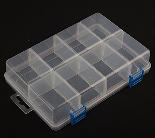 BangQiao 3 Pack Plastic Parts Storage case and Adjustable Divider Box for Hardware and Craft, 8 Grids, Clear