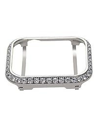 Brillante Bling Bling Diamante joyería reloj caso hecho a mano compatible con los nuevos Apple Watch serie 4 generación (cristales blancos de platino)