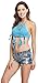 Women's Halter Flower Tassel Bikini Summer Crochet Crop Bikini Top, Blue