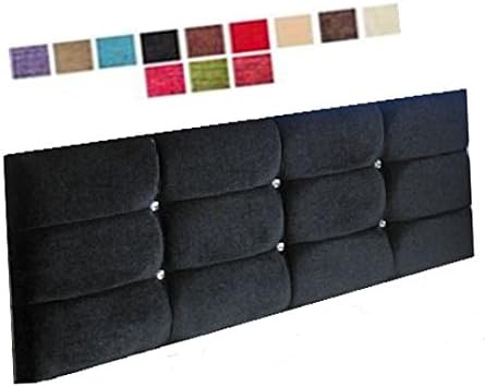 CUBED CHENILLE DIAMANTE HEADBOARD - 18 INCH HEIGHT - VARIOUS COLOURS - SINGLE DOUBLE KINGSIZE (4FT6 DOUBLE, PINK CHENILLE)