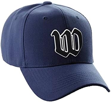 Classic Baseball Hat Custom A to Z Initial Team Letter, Navy Cap