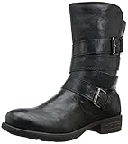 Rampage Women's Islet Motorcycle Buckle Mid Calf Low Heel Boot, Black, 8 M US