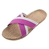 Urban CoCo Unisex Cross Braid Cozy Linen Indoor House Slippers