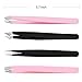 4 Piece Professional Stainless Steel Tweezers Set - Hanamichi Eyebrow Tweezers, Slant tip, Pointed & Straight Best Precision Tweezers for Facial & Ingrown Hairs, Splinter & Hair Removal Tweezer