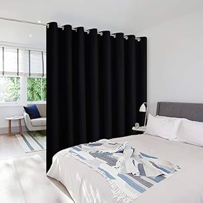 Nicetown Room Dividers Panel Screens Partitions Wide Width Grommet Top Morden Privacy Curtain Room Divider Commercial Room Dividers 1 Pcs 8ft Tall X 15ft Wide Black Amazon Sg Home