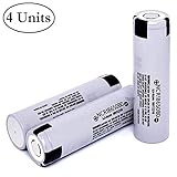 4 Pack 3.7V 3200mah 10A Panasonic Rechargeable Flat Top Lithium Ion NCR18650BD Batteries