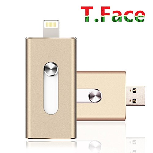 T.Face 8GB Flash Drive with 8 pin Lightning Connector drive HD memory stick Dual purpose mobile Otg Micro Usb Flash Drive for iPhones 6s/6s Plus (Gold)