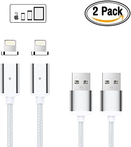 Tomsmoo 2 Pack 4th Generation Magnetic Charging and Data Cable,Strong Magnetism,Lightning to USB for Iphone Ipod Ipad(2Silver)