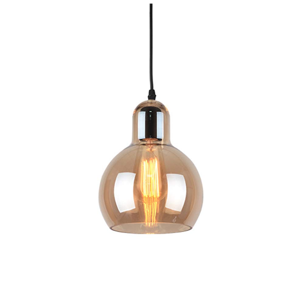 HJXDtech Modern Retro Style Pendant Light Cute Glass Ceiling Light Fixture Bedroom Dining Room Office Chandelier E27 Loft Bar Hanging Lamp (Amber)