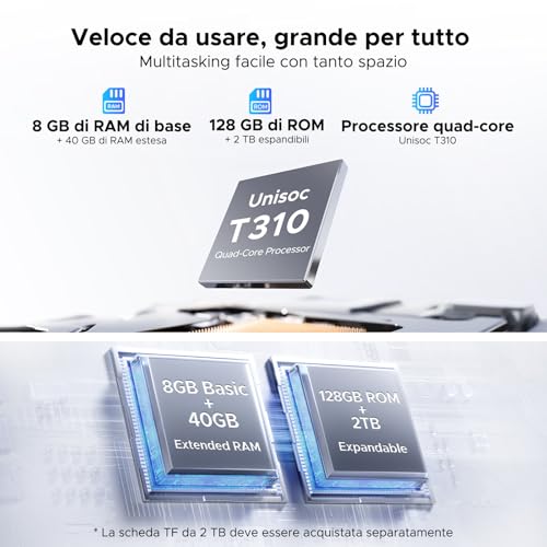 Luzglo P10 Android 16 Tablet 10 Pollici, 48GB RAM+128GB ROM/2TB TF, Gemini AI, 90Hz, 7000mAh, WiFi 5, Face ID, OTG, Jack 3,5 mm, Widevine L1, Tablet con Tastiera e Penna, Nero