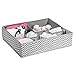 mDesign Fabric 4-Piece Drawer Organizer Bins, Kids/Baby Nursery Dresser, Closet, Shelf, Playroom Organization, Hold Clothes, Toys, Diapers, Bibs, Blankets, Gray/Cream Chevron