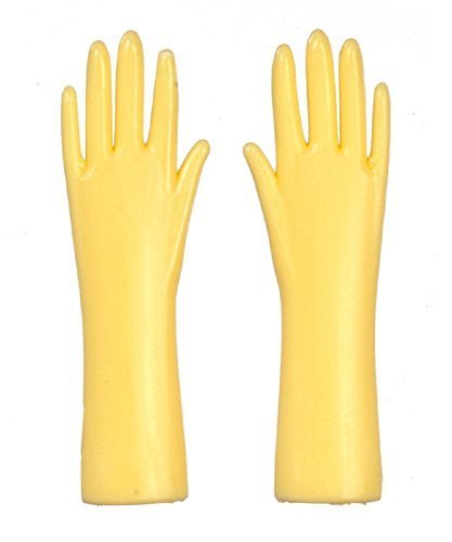 Melody Jane Dollhouse Yellow Rubber Gloves 1:12 Scale Kitchen Accessory
