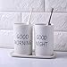 Kelake White Ceramic Tumbler for Bathroom Toothbrush, Water, Milk, Drinks - 280 ml Good Morning Cup for Couples - Christmas Birthday