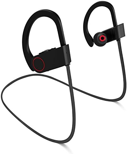 Bluetooth Headphones, Wireless Sports Earphones Waterproof HD Stereo 100% Sweatproof Earbuds for Workout 8 Hour Battery Noise Cancelling CVC 6.0 Headsets and Soft Security Hooks by FASEED