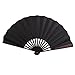 OULII Women Hand Fan Paper Fans Wedding Fans for Party Favor Fancy Dress (Black)