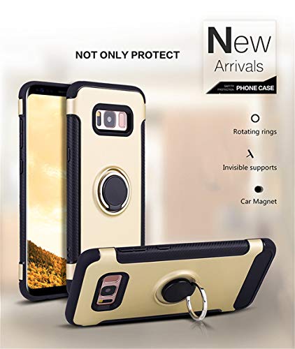 Cover for Samsung Galaxy S8&S8 Plus Case, 2 in 1 360 Degree Ring Stand Dual Layer TPU Bumper Shockproof Support Magnetic Car Mount Holder Thin Case for Galaxy S8+ (4, Samsung Galaxy S8)