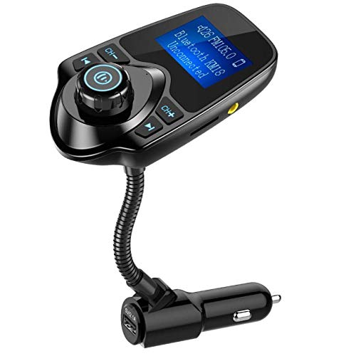 Nulaxy Bluetooth Car FM Transmitter Audio Adapter Receiver Wireless Hands Free Car Kit W 1.44 Inch Display - KM18 Black