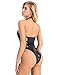 FEESHOW Women's Metallic One Piece Thong Bodycon Backless Leotard Black S