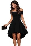 NuoReeL Women Off Shoulder Short Sleeve High Low Skater Dress ÿ