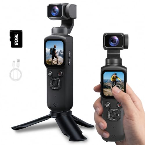 H-Bocam Vlog Camera 4K WLAN 75MP Vlogging Camera, 1.72 Inch Touch Screen, Quick Focus, Face Tracking, Small Handheld Camera for Travel, Outdoor Sports, with Tripod, 16GB Card, 2400mAh Battery