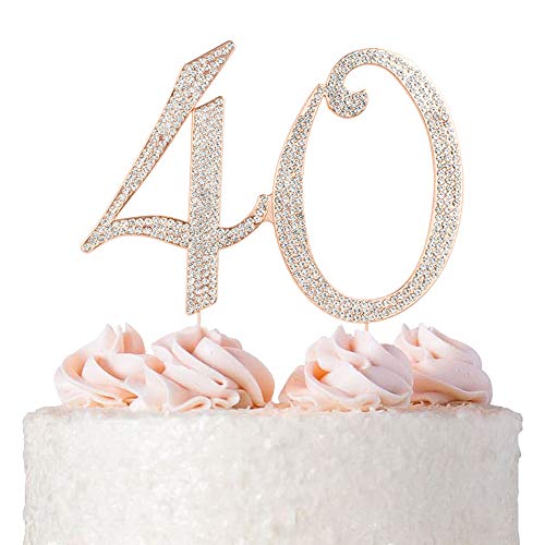 40-Cake-Topper-ROSE-GOLD-Birthday-or-Anniversary-Premium-Diamond-Crystal-Rhinestones-Monogram-Number-Forty-40th-Birthday-or-Anniversary-Party-Supply-Decoration-Ideas-Keepsake-40-Rose