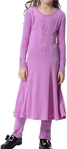 Pandapang Big Girls' Slim Islamic Arabia Gown Abaya Long Sleeve Cute Saudi Muslim Dress