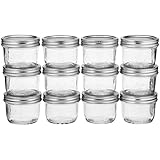 Kerr Wide Mouth Half-Pint Glass Mason Jars 8-Ounces with Lids and Bands 12-Count per Case (1-Case)