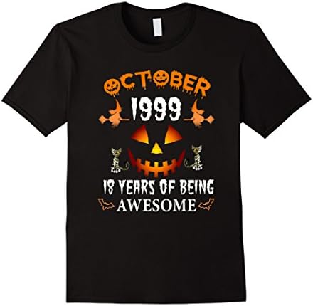 Mens October 1999 - 18th Birthday Funny Halloween Tshirt XL Black