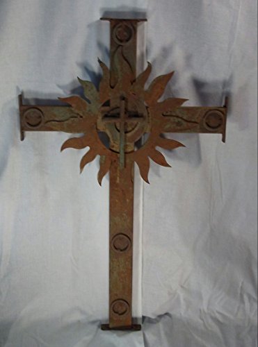 New Mexico Sun Fire Handcrafted Metal Cross