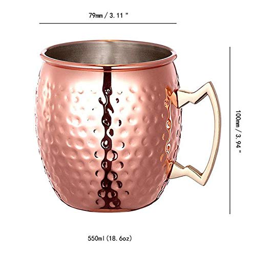 Fablcrew Moscow Mule Kupferbecher 550 ml, Moscow Mule Becher Cocktailgläser für Cocktail, kalte Getränke, Party, Bar – Bild 7