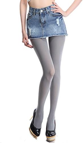 Siftantin Women's Solid Colored Footed Tights (Light Grey)