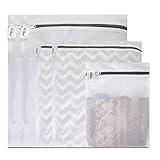 Kealive Laundry Bags, Mesh Wash Bags, Travel Laundry Bag(5pcs) - White Wash Bag with Zipper (2 Large, 2 Medium and 1 Small)