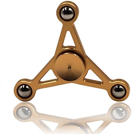 PPTOY Fidget Spinner Toy Finger Hand Cube 360 Degree Rotation Perfect For Quitting Smoking, ADD, ADHD, Anxiety, and Autism for Adults and Children (Black) (Gold)